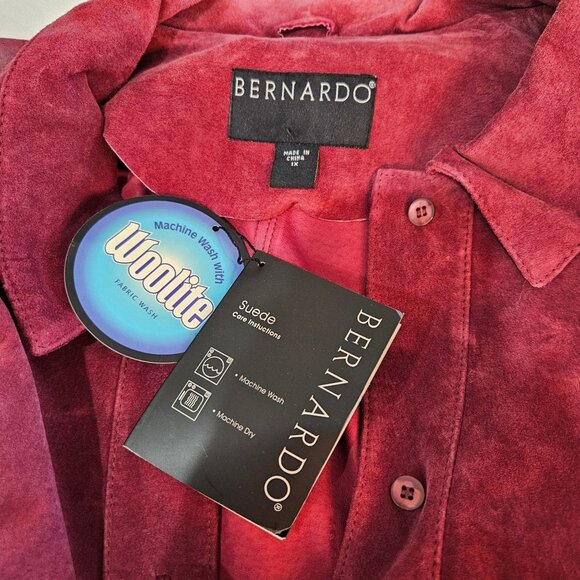 Bernardo Nordstrom Suede Washable Leather Jacket Size 1X Burgundy NWT Flaw - Picture 9 of 12